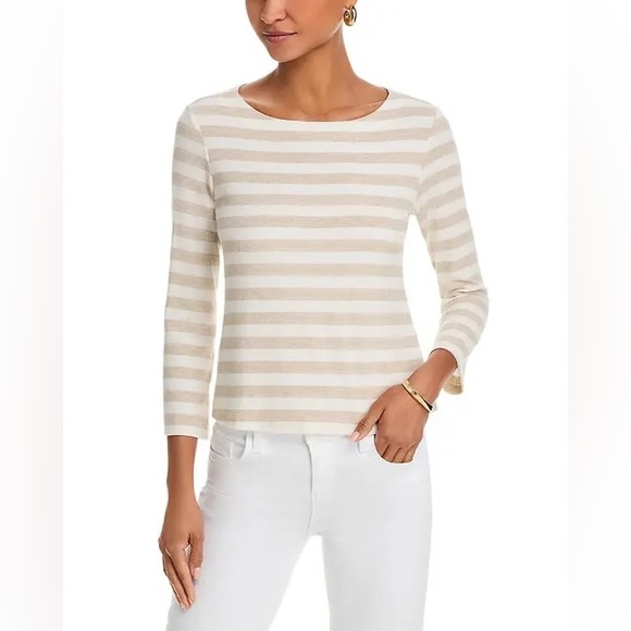 L'AGENCE Tops - L'AGENCE Lucille Boat Neck Tee striped marble XS